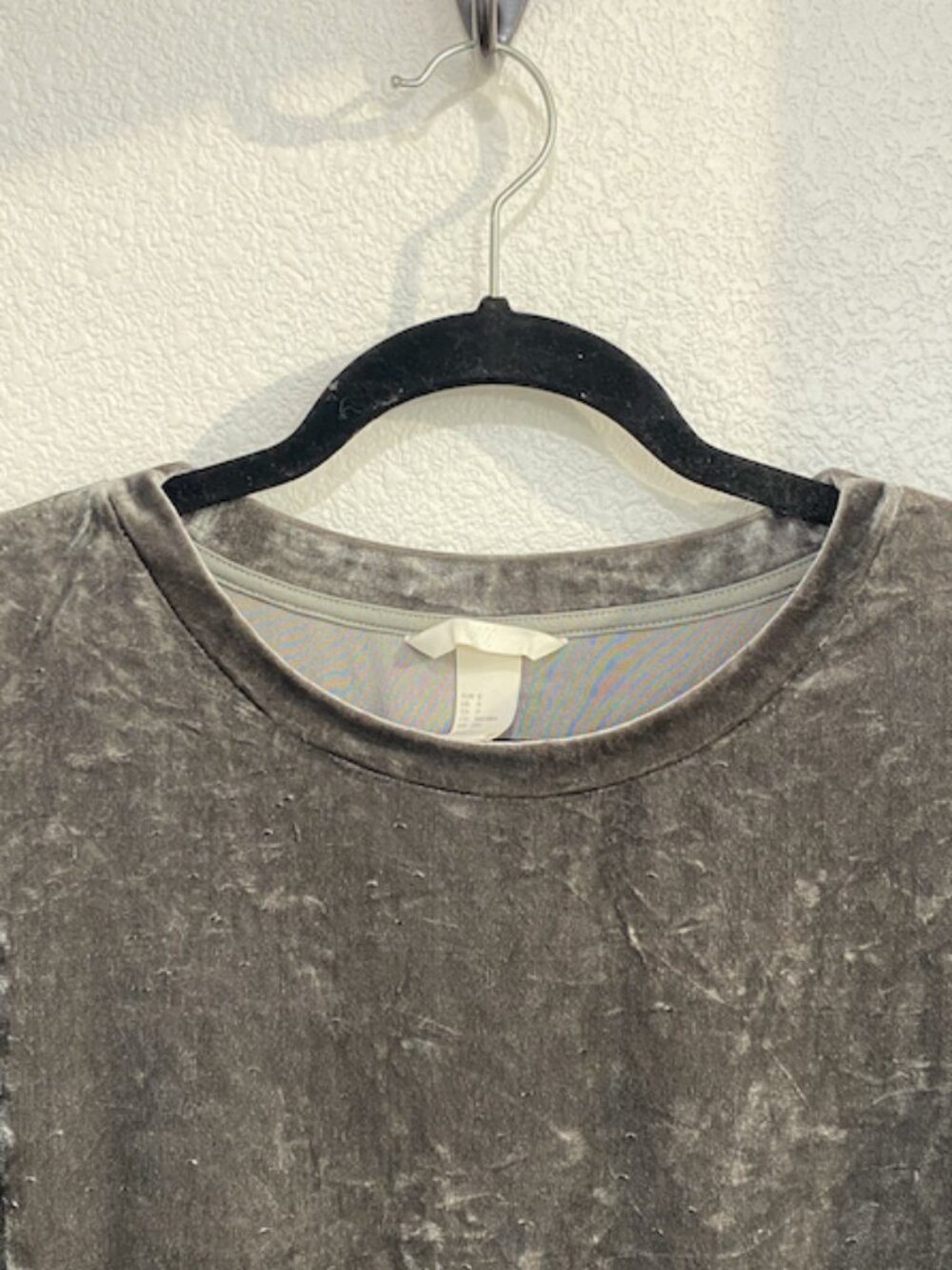 H&M Crushed Velvet Long Sleeve Pullover Grey Small - Picture 5 of 8
